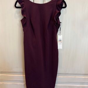 Calvin Klein Plum Ruffle Sleeve Midi Dress